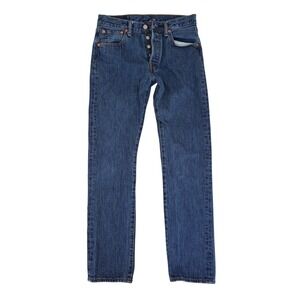 Levis 501 Original Fit Straight Leg Button Fly Blue Denim Jeans W29 L32 501-0193